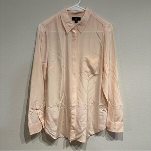 J Crew 365 Button Down Blush Pink 100% Silk Long Sleeve Top Size‎ 6T